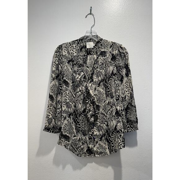 HD in Paris Tops - HD in Paris Size 6 Anthropologie Picea Ruffled Blouse Floral Owl Forrest Novelty